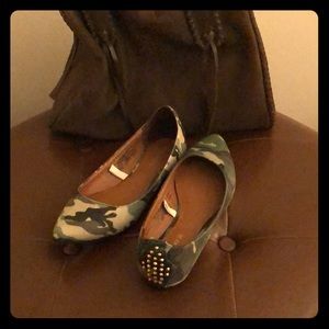 Camo flats with gold studs size 7